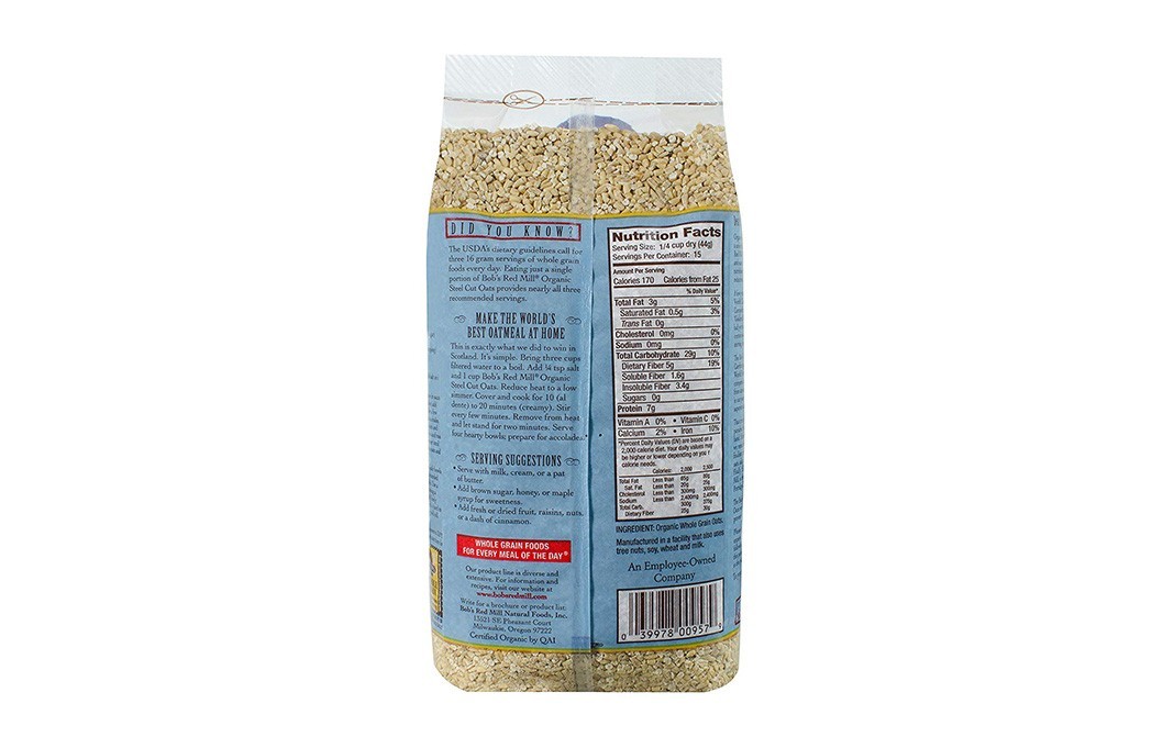 Bob's Red Mill Organic Streel Cut Oats    Pack  680 grams